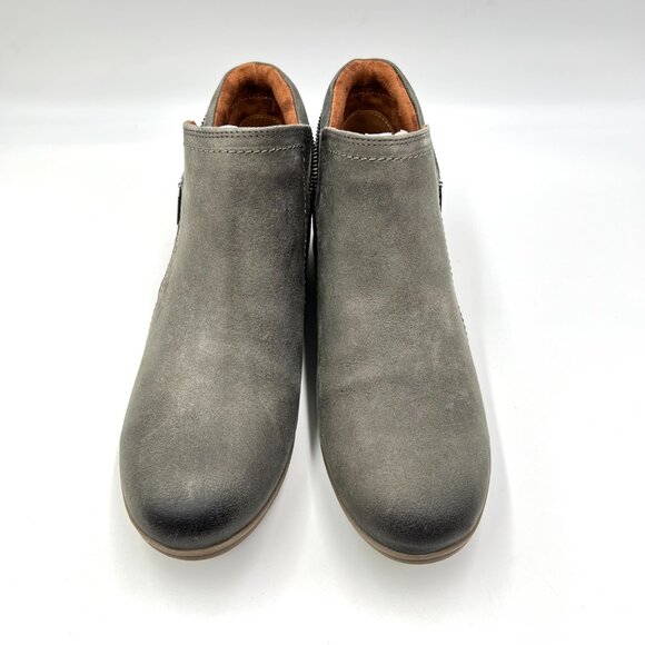 Cobb Hill Womens Size 7 Crosbie Gray - Olive Green Leather Ankle Boots Shoes - Picture 2 of 14